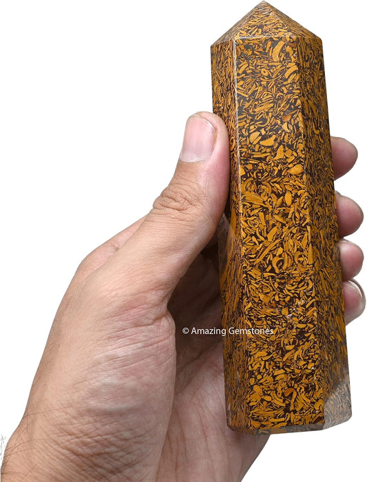 Amazing Gemstone Large Mariyam Jasper Calligraphy Jasper Crystal Towers ~ Natural Healing Crystal Point Obelisk for Reiki Healing and Crystal Grid (5.5 to 6 INCH)