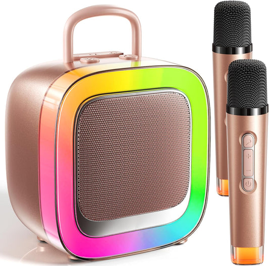 Kinglucky Kid-Friendly Karaoke Machine for Kids with 2 Microphones (2025 Upgrade) Gifts for Girls Most Popular 3-12 Year Old Girl Gifts 3 4 5 6 7 8 9 10 11 12 Year Old Girl Birthday Gift Rose Gold