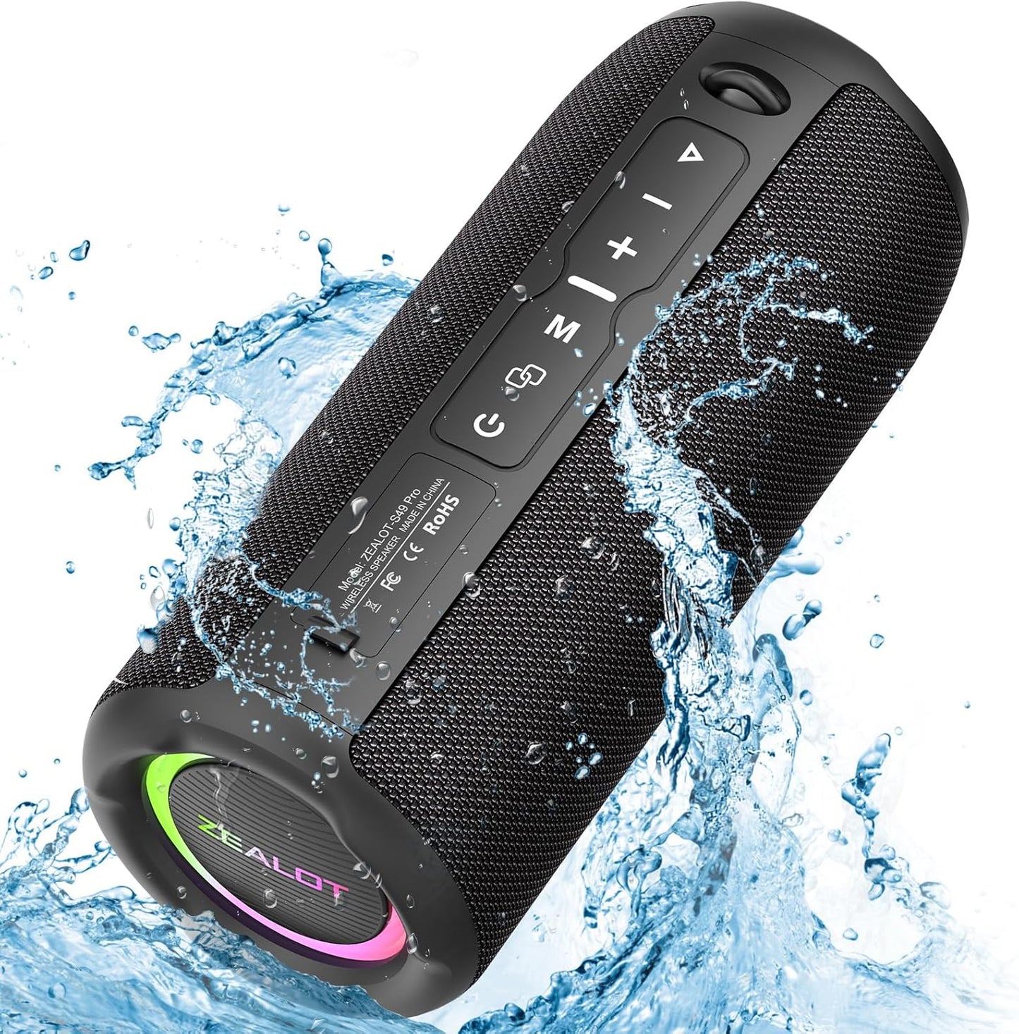 ZEALOT Portable Bluetooth Speaker, Speakers Bluetooth Wireless, Outdoor Speaker Waterproof, IPX6, 40W Loud Stereo Sound Deep Bass, Long Playtime,USB/TF/AUX, Speaker for Phone, Beach, Hiking-Black