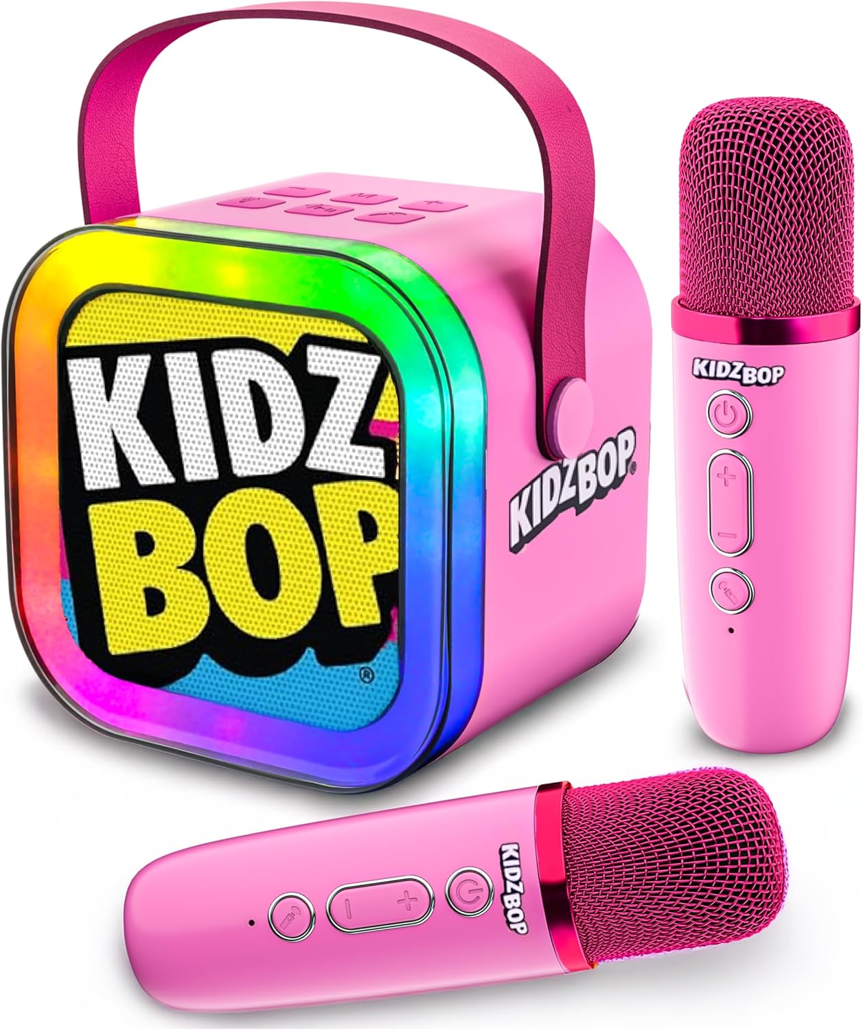 Move2Play, Kidz Bop Mini Karaoke Machine for Kids | Official Kidz Bop Merchandise | 2 Microphones | Connect with Bluetooth | 3, 4, 5, 6, 7+ Year Old Gift | Toy for Girls, Boys, & Toddler