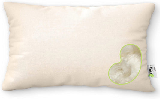 Bean Products Standard Organic Kapok Pillow + Natural Org Case - 20" x 26" - Organic Cotton Zippered Shell - Made in USA