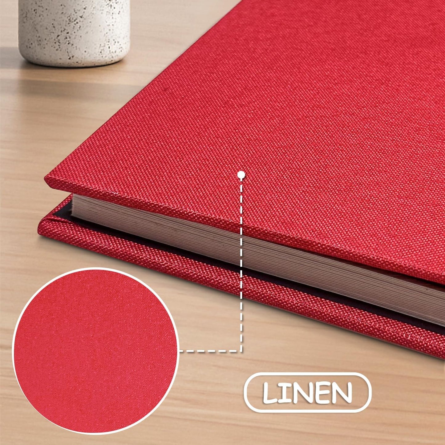 Large Photo Album Self Adhesive Scrapbook Album for 4×6 5×7 8×10 Pictures DIY Magnetic Linen Cover Album 40 Pages for Family Wedding Gifts with Metal Pen and Plastic Board, Dark Red