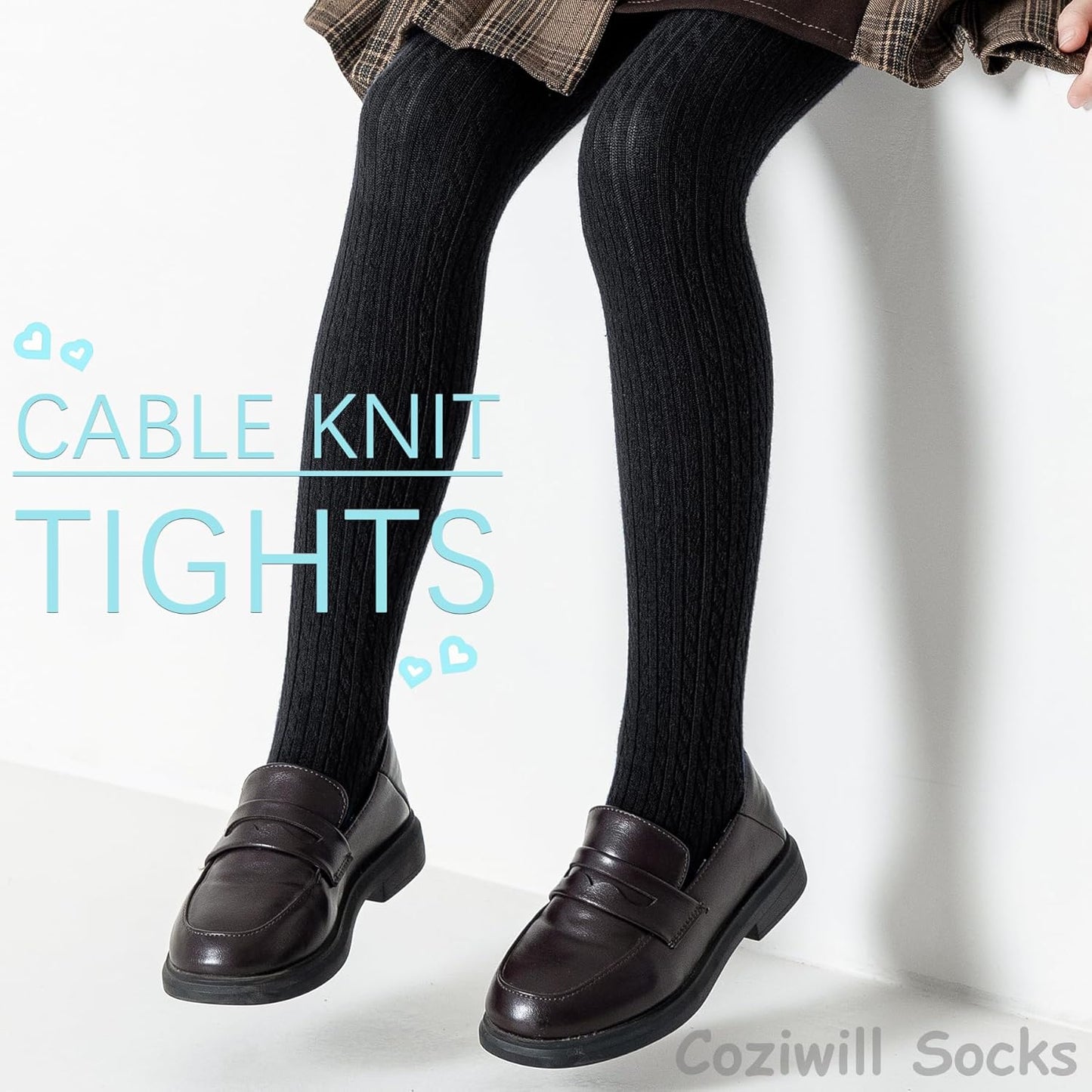 Girls Tights Seamless Toddler Stockings Tights Soft Cotton Cable Knit Baby Girl Tights Leggings 4-12 Years