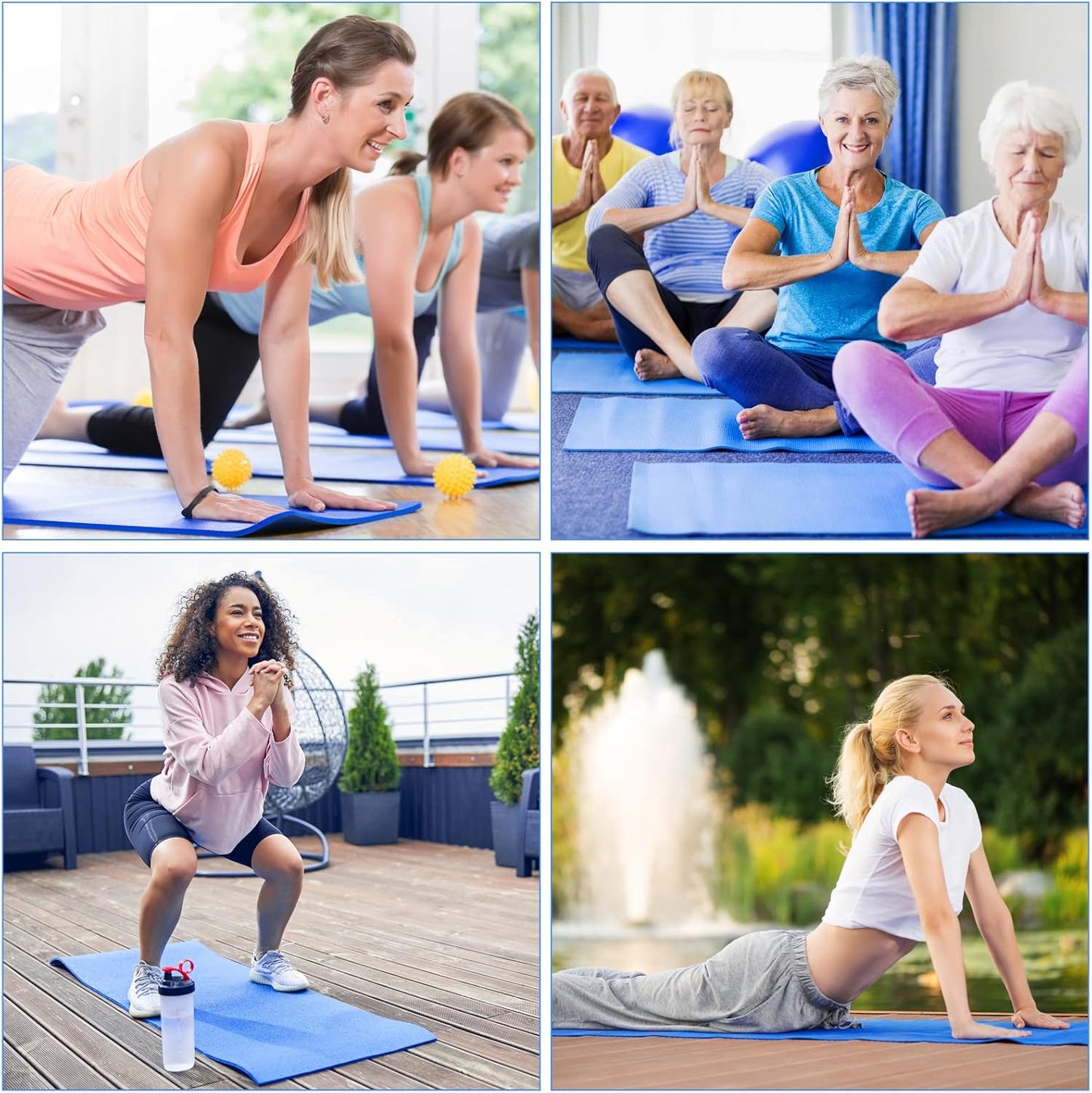 Funtery 16 Pack 3 mm Thick Yoga Mat Exercise Workout Mat Non Slip Fitness Pad for Women Gym Home Yoga Pilates