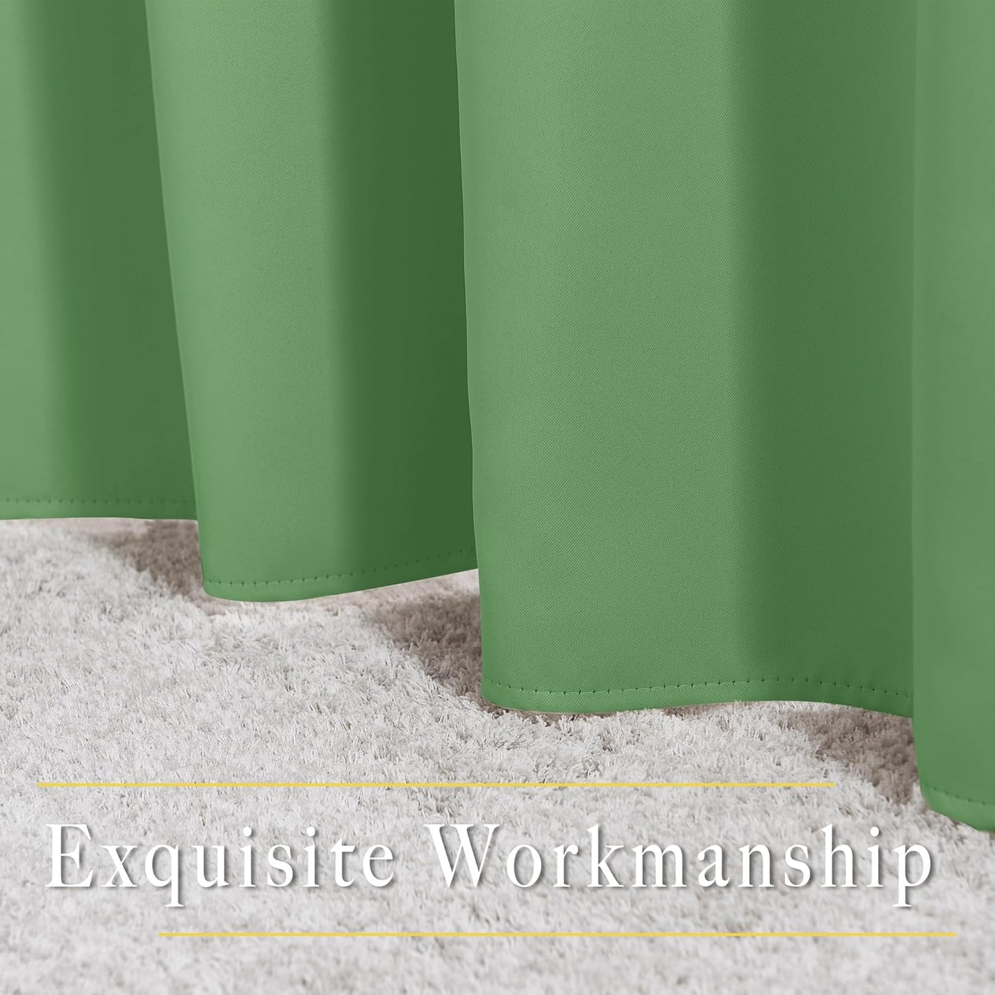 NICETOWN Forest Green Reducing Grommet Curtains - (W52 x L108, 2 Pieces) Triple Woven Textured Soft Curtain Panels for Living Room Window Treatment Drapes