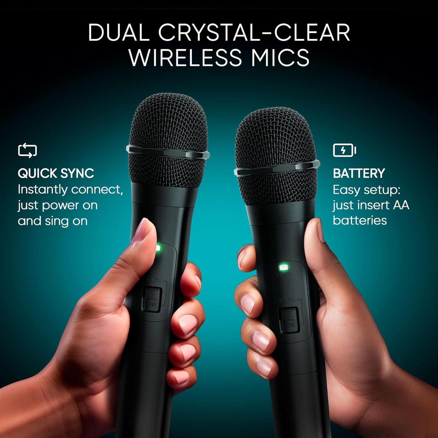 MASINGO Karaoke Machine for Kids and Adults with 2 Wireless Bluetooth Microphones, PA Portable Speaker with Colorful LED Lights, Supports TF Card/USB, AUX/MIC in, TWS for Home Party, Burletta C10 V2