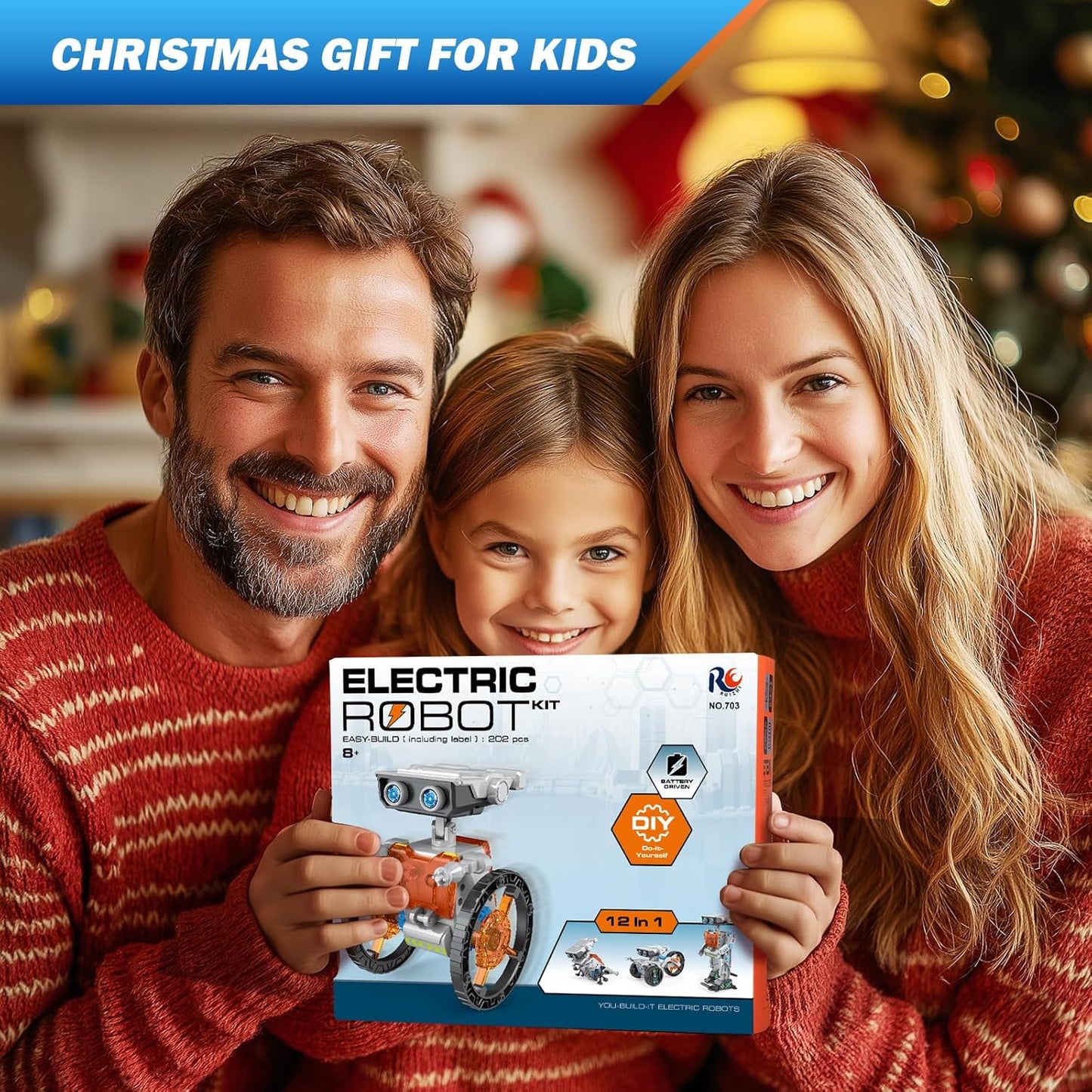 AESGOGO 12-in-1 Electric Robot Kit, STEM Projects Toys for Kids Age 8-12 Birthday Gifts, DIY Building Science Experiment Kit Battery Powered Education for Boys Girls Aged 8 9 10 11 12 13 14 Years Old