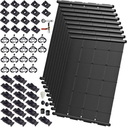 Industrial Grade Solar Pool Heater DIY Kit - Superior High-Wind Strapless Mounting System & Maximum Freeze Resistance (9-4'x9.5' / 342 Square Feet)