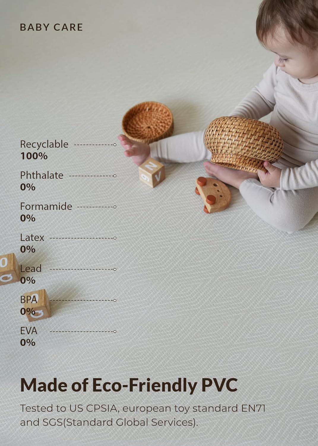 Baby Care Play Mat (Large, Hygge - Aztec & Arbor) 82'' x 55'' Original One-Piece Reversible Rollable Waterproof Baby Mat for Floor, Play Mat for Babies 6-12 Months, Infants, Toddlers, and Kids