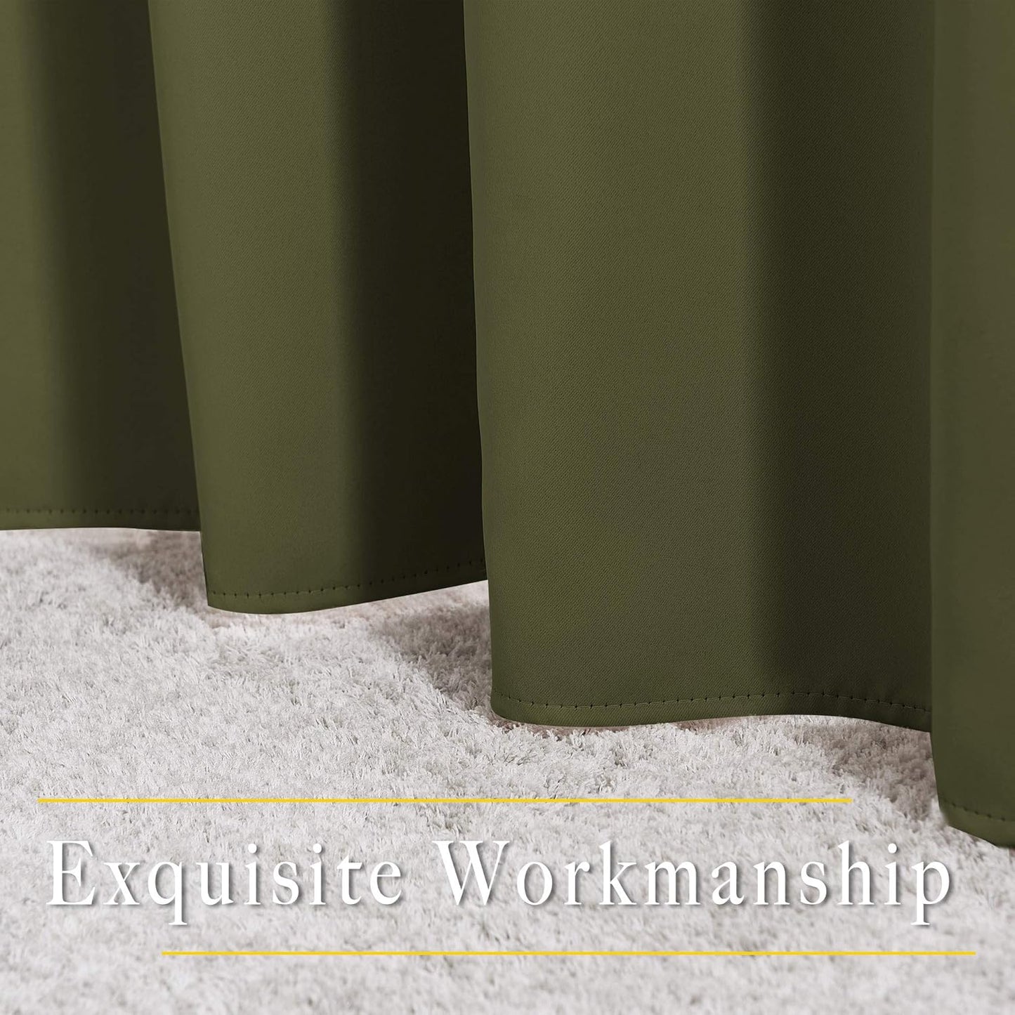 NICETOWN 50% Room Darkening Olive Sliding Glass Curtains 2 Panels Set - Window Treatment Thermal Insulated Grommet Light Blocking Sound Reducing Drapes for Bedroom/Living Room, W80 x L84