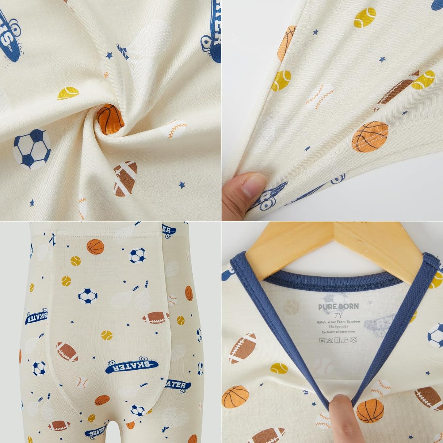 pureborn Baby Toddler Kids Viscose from Bamboo Pajamas Set Pjs 2pcs 18M-8Y