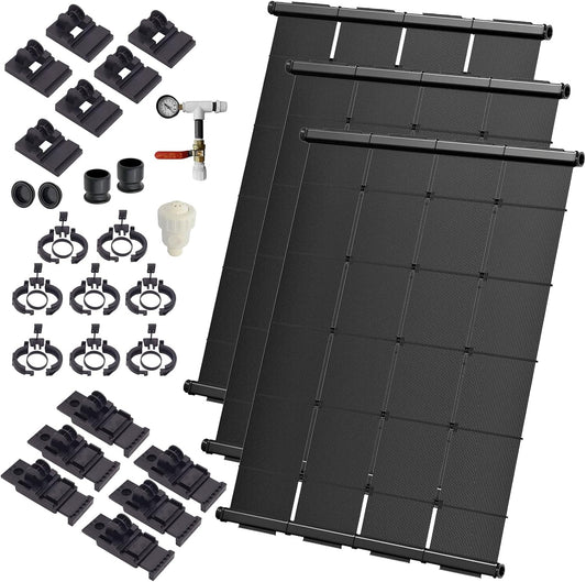 Industrial Grade Solar Pool Heater DIY Kit - Superior High-Wind Strapless Mounting System & Maximum Freeze Resistance (3-4'x6.5' / 78 Square Feet)