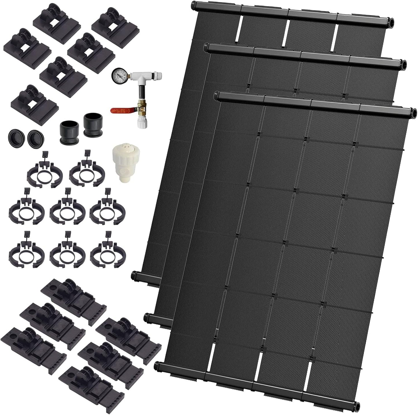 Industrial Grade Solar Pool Heater DIY Kit - Superior High-Wind Strapless Mounting System & Maximum Freeze Resistance (3-4'x9.5' / 114 Square Feet)
