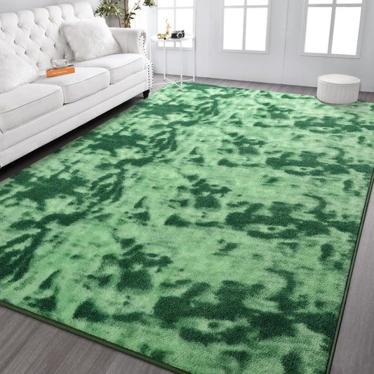 Kimicole 5x8 Washable Area Rugs for Bedroom Living Room, Low Pile Ulta-Thin Solid Color Rug, Non-Slip Soft Fluffy Carpet for Nursery Kids Room Dorm Room Home Decor (Green)