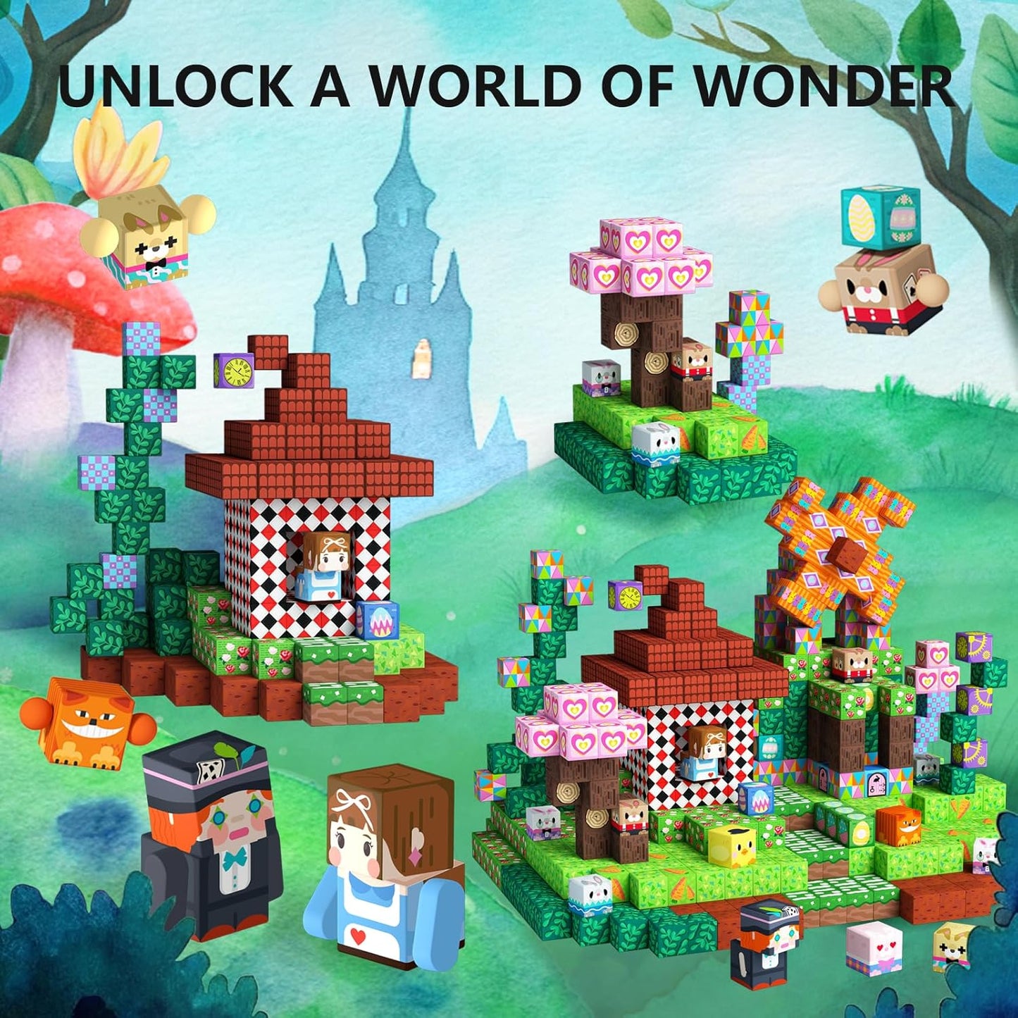 GobiDex 100PCS Magnetic Blocks Building Toys for 3+ Years Old Girls Boys, Game-Based Build MagWonder with Sensory Construction Set, Birthday Gifts for Kids（1inch）