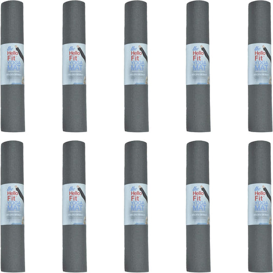 Hello Fit 10-Pack Yoga Mat, 68" x 24" Non Slip Exercise Mat, 4mm Thick Gym Mat for Fitness and Stretching, Bulk Non Toxic Yoga Mats for Schools and Studios