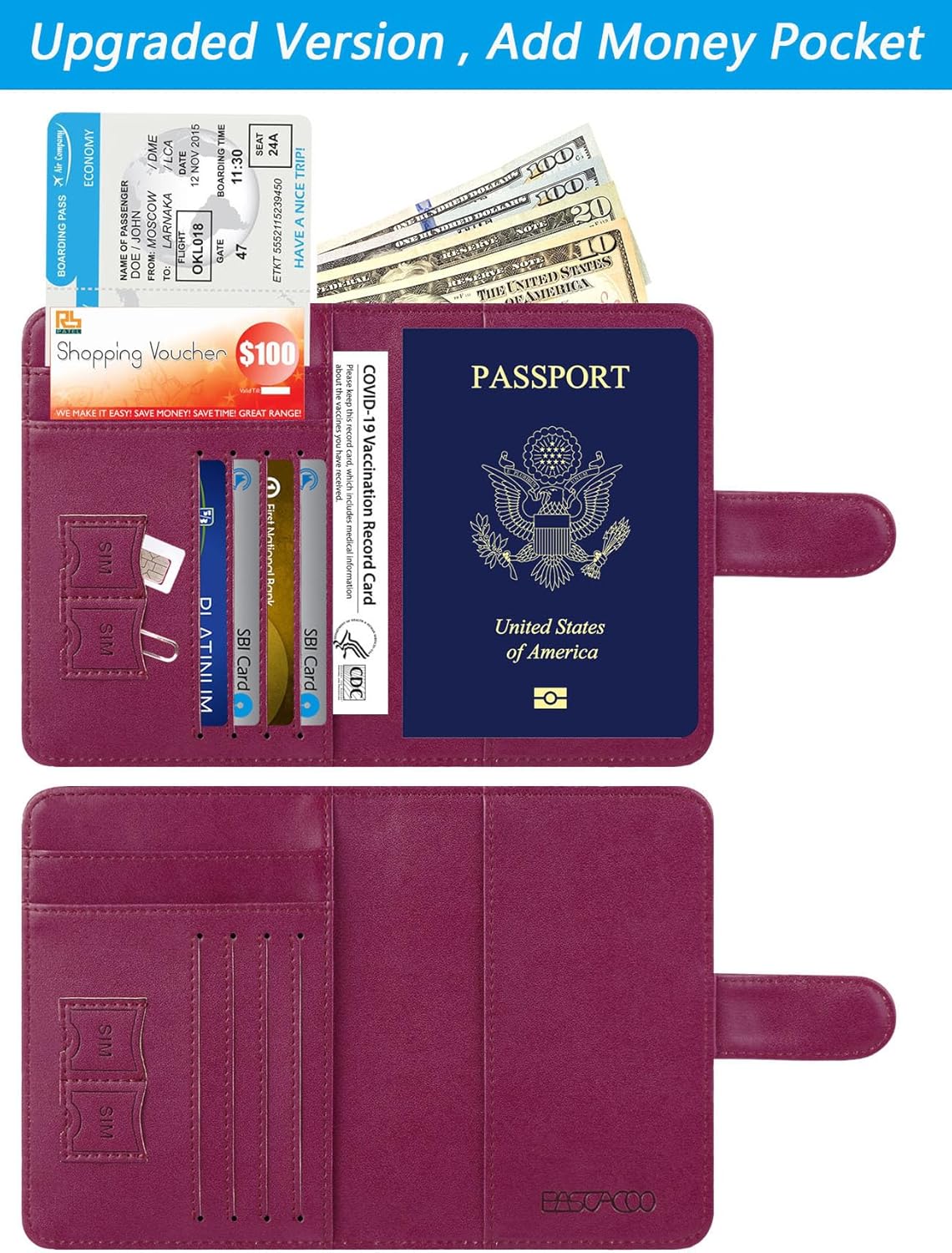Passport Holder Cover Wallet RFID Blocking Leather Card Case Travel Accessories for Women Men (Purple)