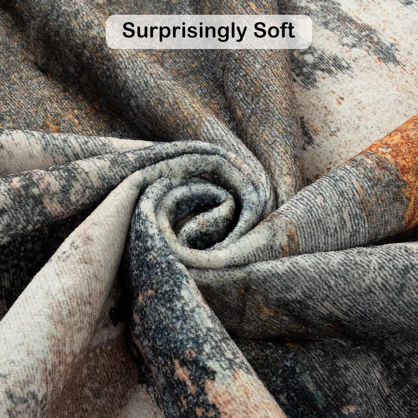 Kelarea Living Room Rug, 5x7 Rug Modern Abstract Washable Rugs Grey Faux Wool Vintage Carpets, Non Slip Rug for Bedroom, Dining Room, College Dorm, Kids Playroom, Home Office