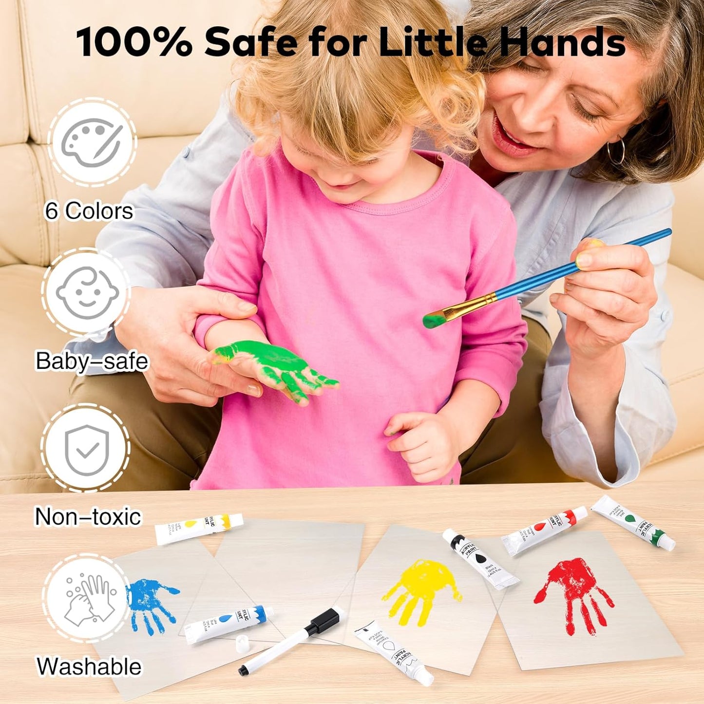 Family Handprint Kit, DIY Craft Keepsake, Hand Print Photo Frame, Family Gifts for New Mom, New Baby, New Parents, Grandparents, Mother's Day, Father's Day, Adoption Day, Anniversary