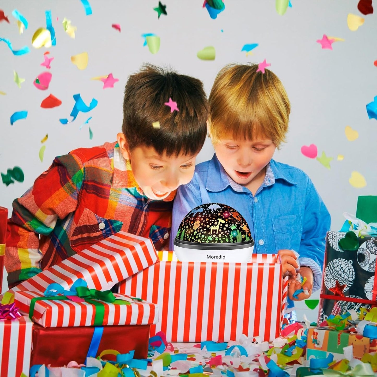 Moredig Kids Night Light Projector, Remote Baby Night Lights for Kids Room with 12 Music Nursery Night Light Projector for Kids Timer 2 Projections 18 Light Modes, Gifts for Baby Kids - Black