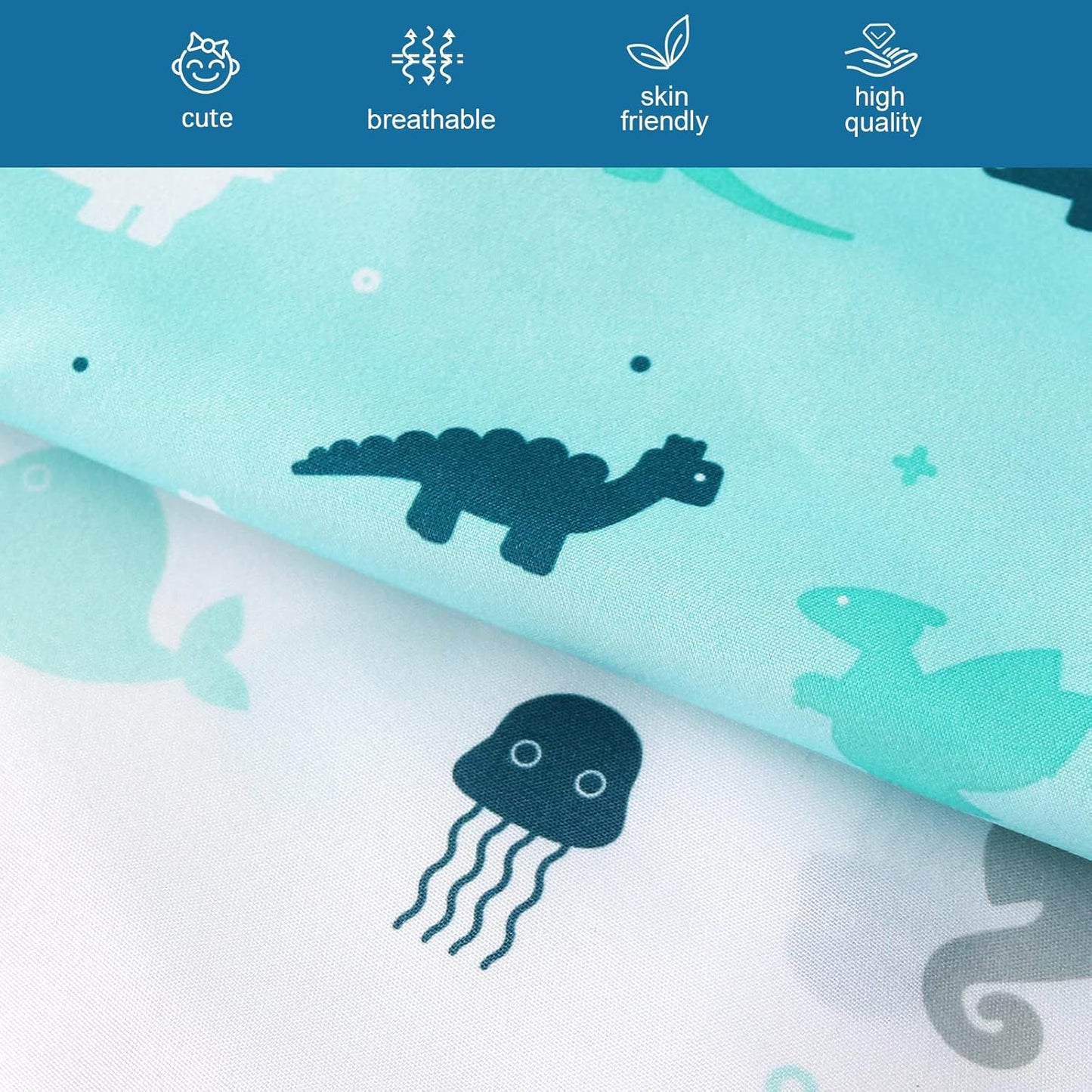 Crib Sheets for Boys or Girls 4-Pack, Fitted Crib Sheet 52'' x 28'' for Standard Crib & Toddler Mattress, Soft and Breathable Material, Baby Crib Sheets Neutral, Aqua