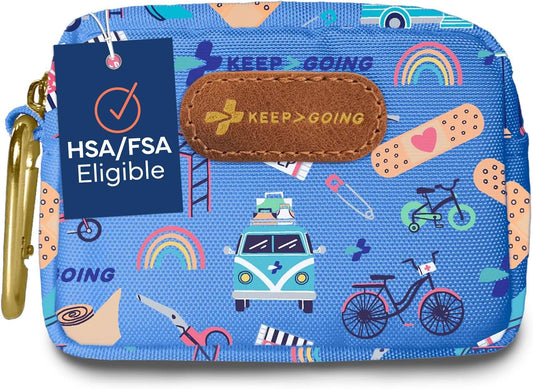 KeepGoing Small Travel First Aid Kit Kids – 60 Pc. Mini First Aid Kit for Purse, Diaper Bag, & Backpack with Latex-Free Bandages – 4 Oz., & 4.5 x 3.5 x 2 in, TSA-Approved