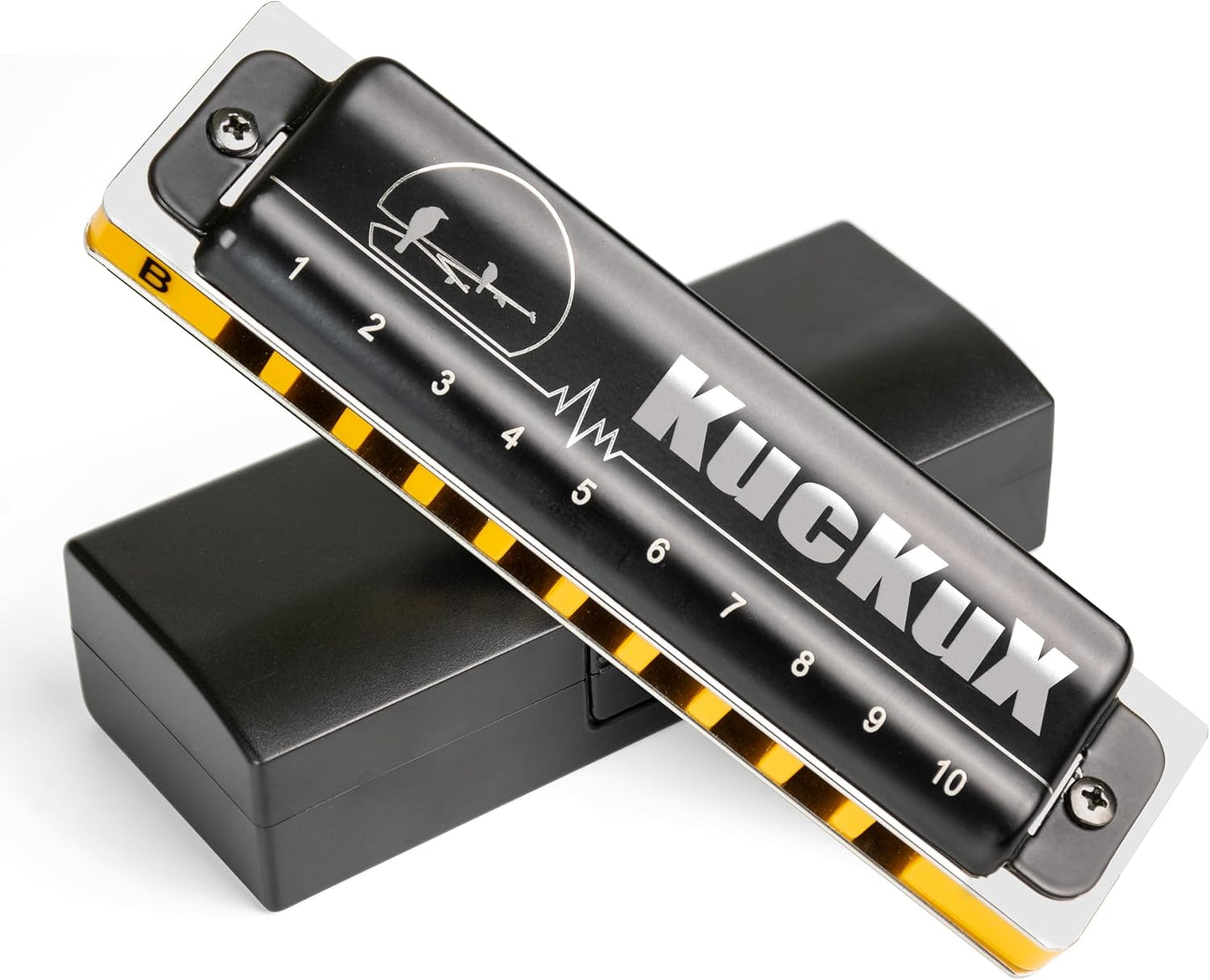 Diatonic Harmonica of B Key,Blues Mouth Organ 10 Holes 20 Tones, Reed of Phosphor Bronze, ABS Combo, Easy-Clean Cover,10 Holes Blues Harp for Adult, Beginner