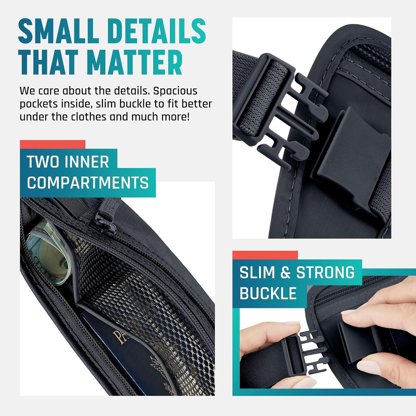 Hidden Money Belt for Travel for Men, Waist Wallet Anti Theft, RFID Passport Holder For Travel Men Or Women, Money Pouch, RFID Passport Holder