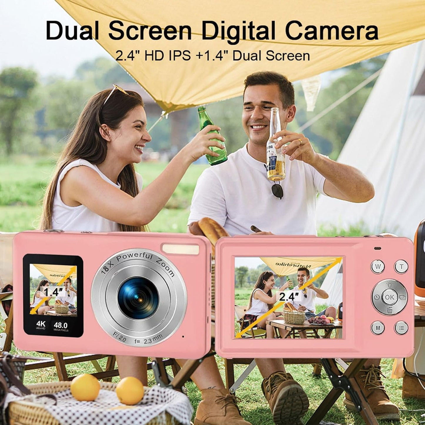 Digital Camera,Autofocus 4K Vlogging Camera for Photography with 32GB Card,48MP Portable Compact Point and Shoot Kids Digital Cameras for Kids Boys Girls with 18X Zoom,Anti-Shake