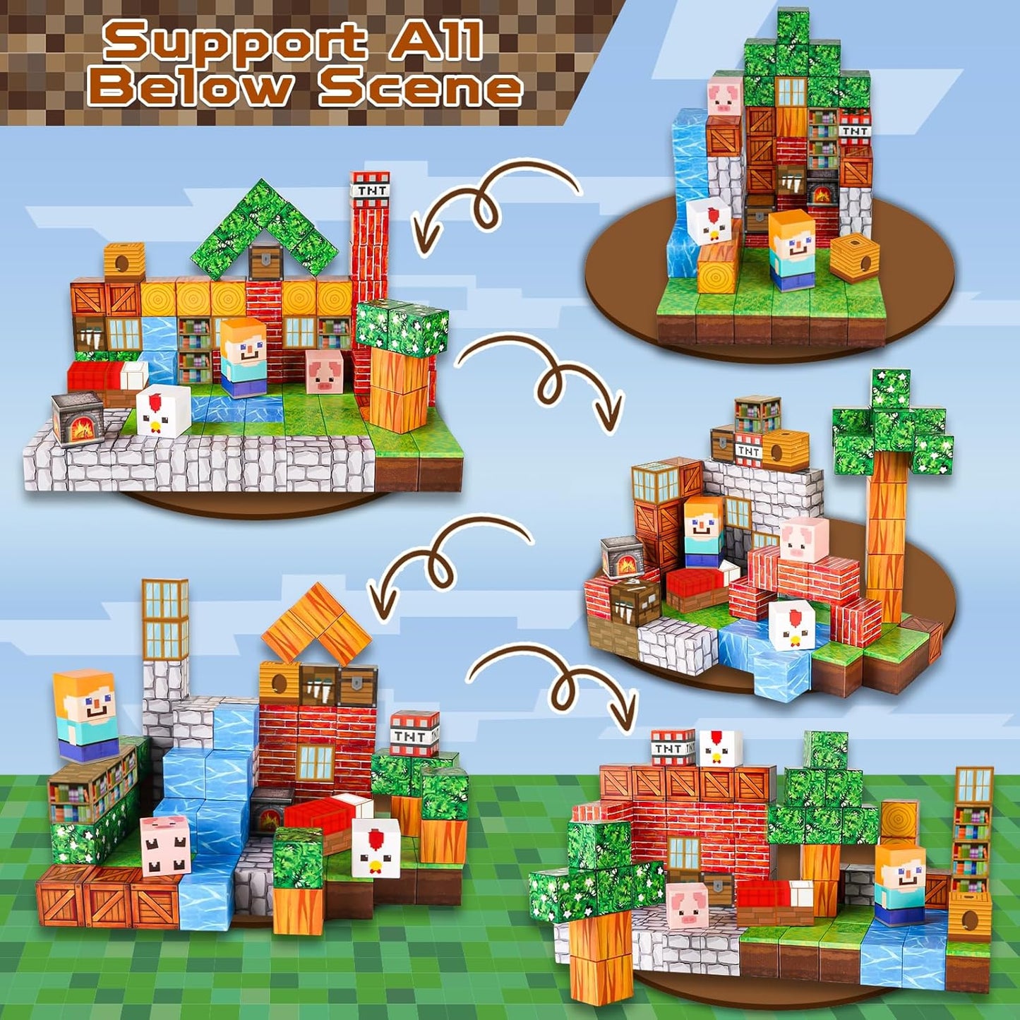 Magnetic Blocks - 100PCS Magnetic Building Blocks Cubes, Magnet Toys for Kids Age 3+, Toy Building Set for Kids, Magnets Stacking Construction Toys Birthday Gifts for Boys Girls Age 4-8, 8-12