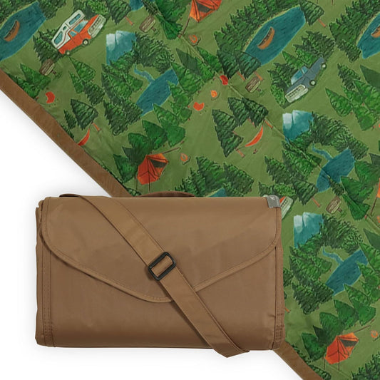 Little Unicorn 5'x7' Outdoor Family Picnic & Beach Blanket | Durable & Water-Resistant Fabric | Compact Fold & Easily Wipes Clean | Zipper Pocket (Camp)