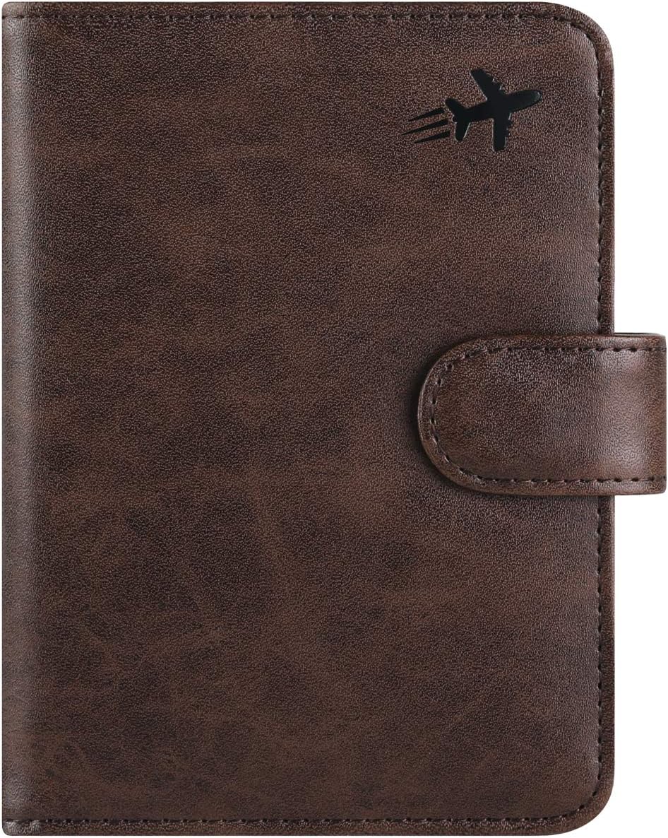 Passport Holder Cover Wallet RFID Blocking Leather Card Case Travel Accessories for Women Men (Z #Chocolate)
