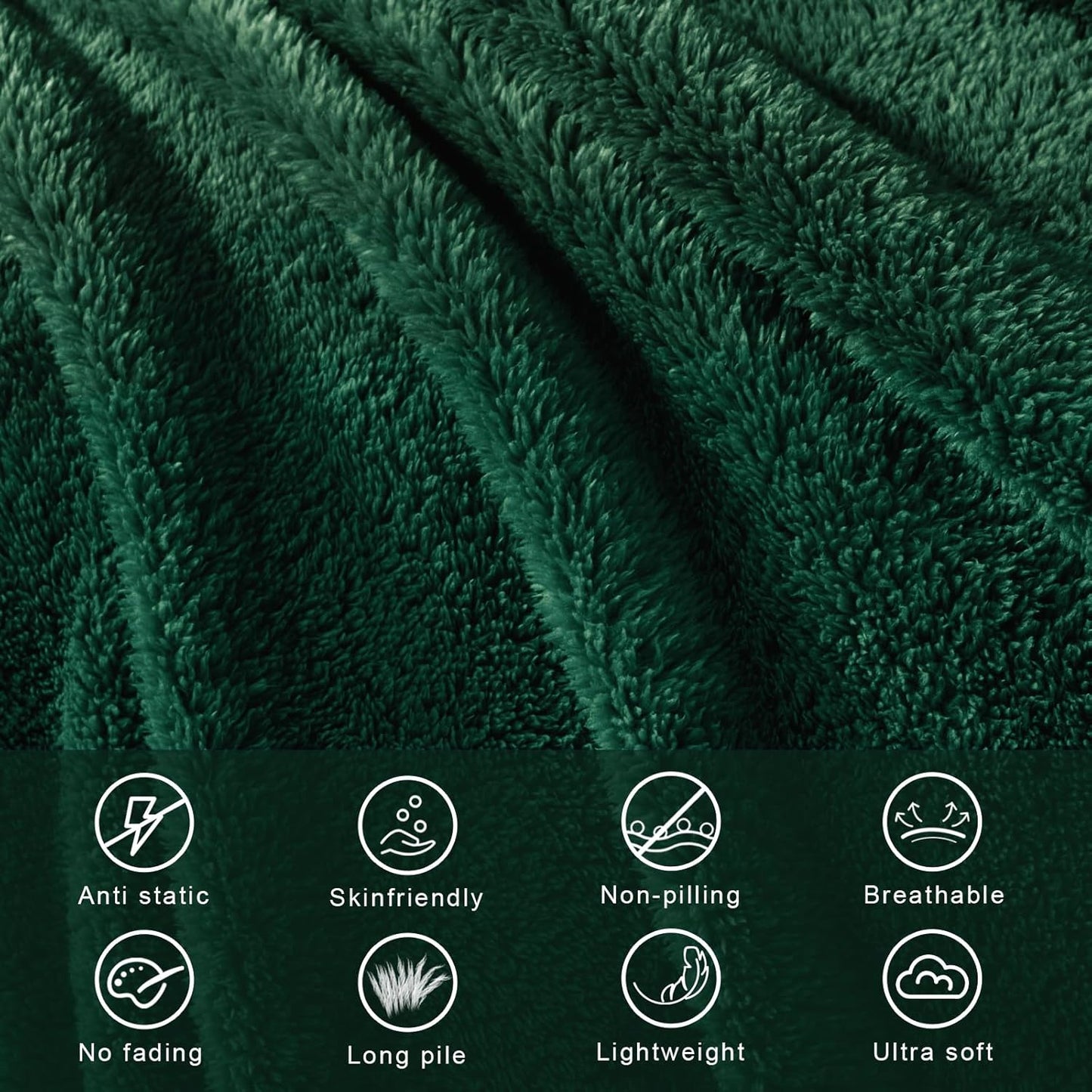 Exclusivo Mezcla Twin Size Flannel Fleece Blanket, Super Soft Velvet Plush Bed Blanket, Fuzzy Cozy and Warm for All Seasons, 60x80 Inches, Forest Green
