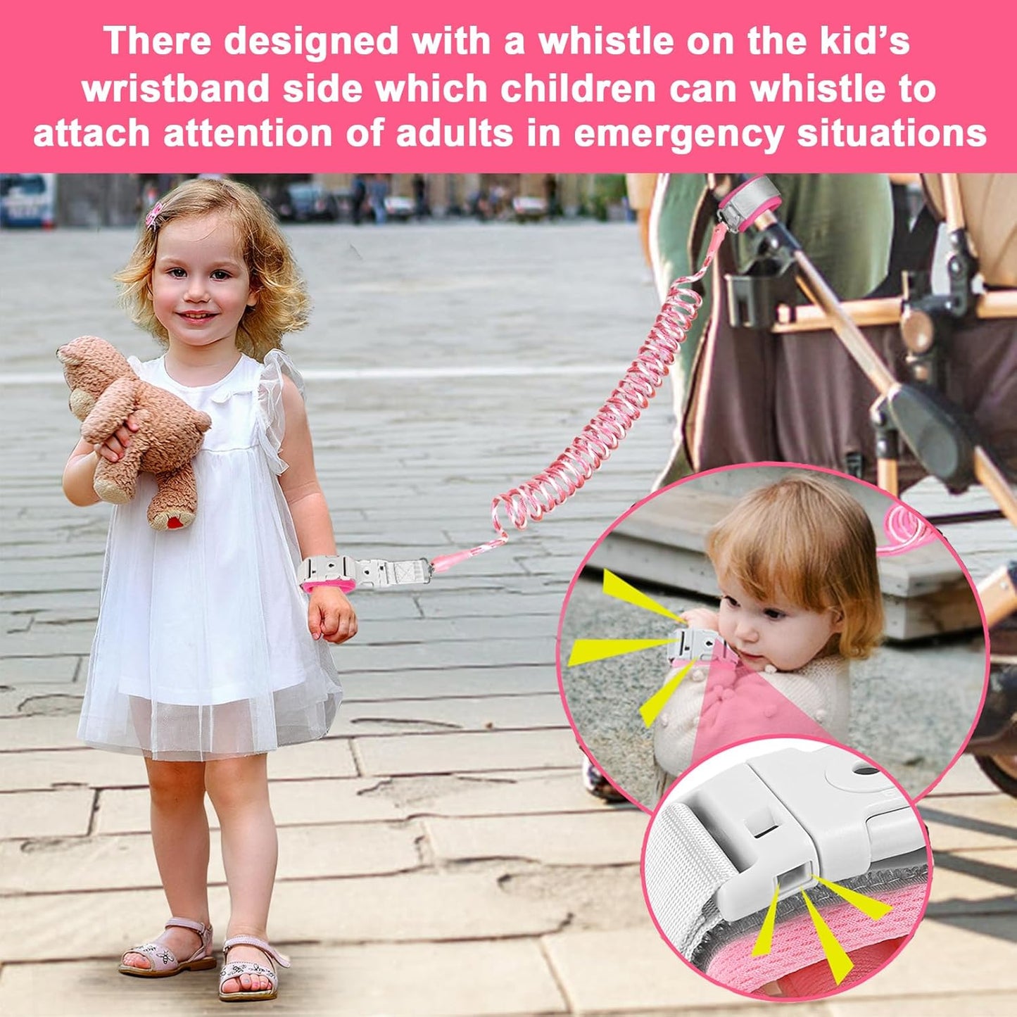 Accmor Toddler Harness Leash, Reflective Kid Harness with Anti Lost Wrist Link, Child Walking Harness Baby Leash Wristband Belt with Key Lock Design for Boys Girls to Outdoor Travel