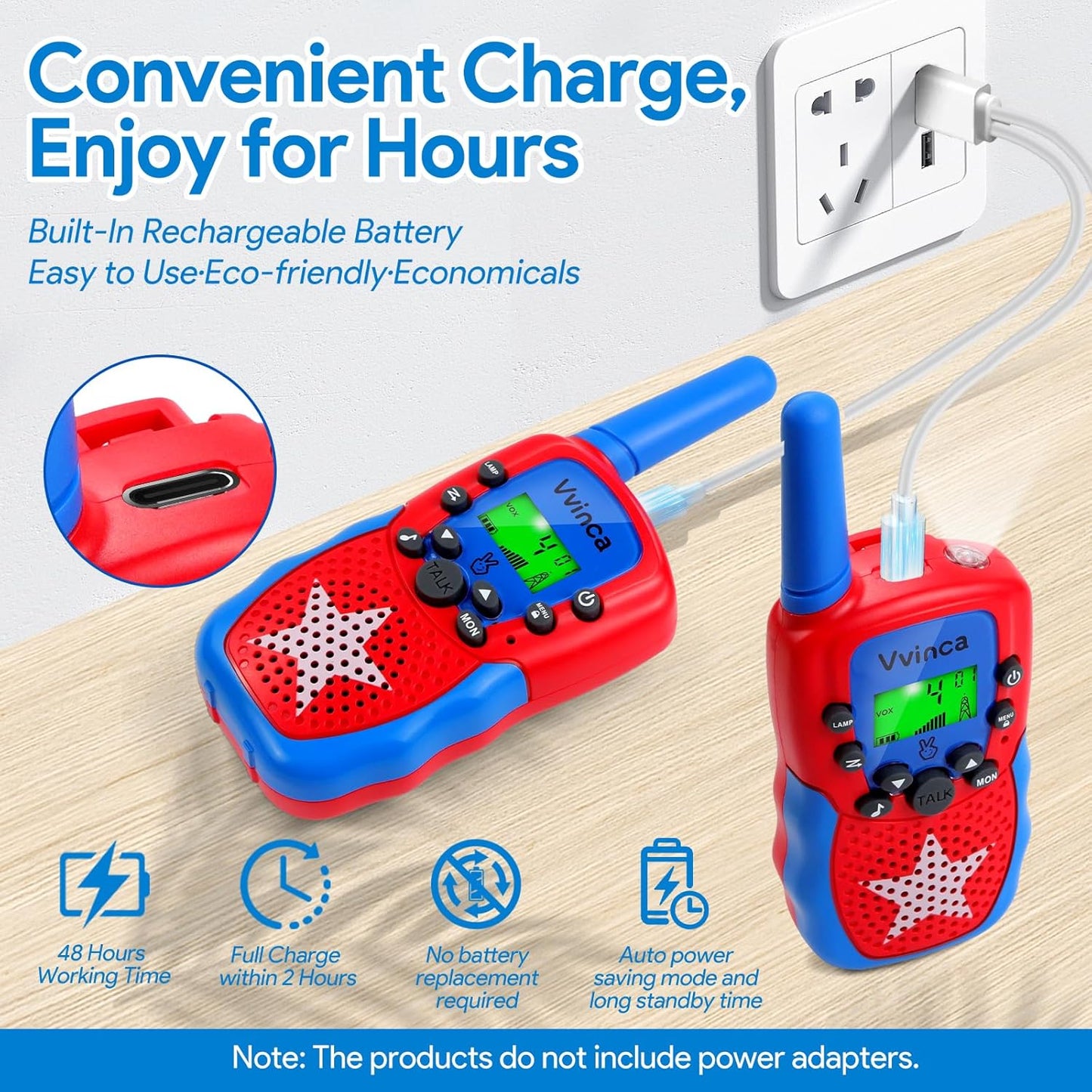 Vvinca Walkie Talkies for Kids Rechargeable, Spider Toys for Ages 3 4 5 6 7 8 9 10 Boys Girls Christmas Birthday Gifts for 3-12 Year Old, 2 Way Radio 22 CH VOX Long Range Walkie Talkie with Flashlight