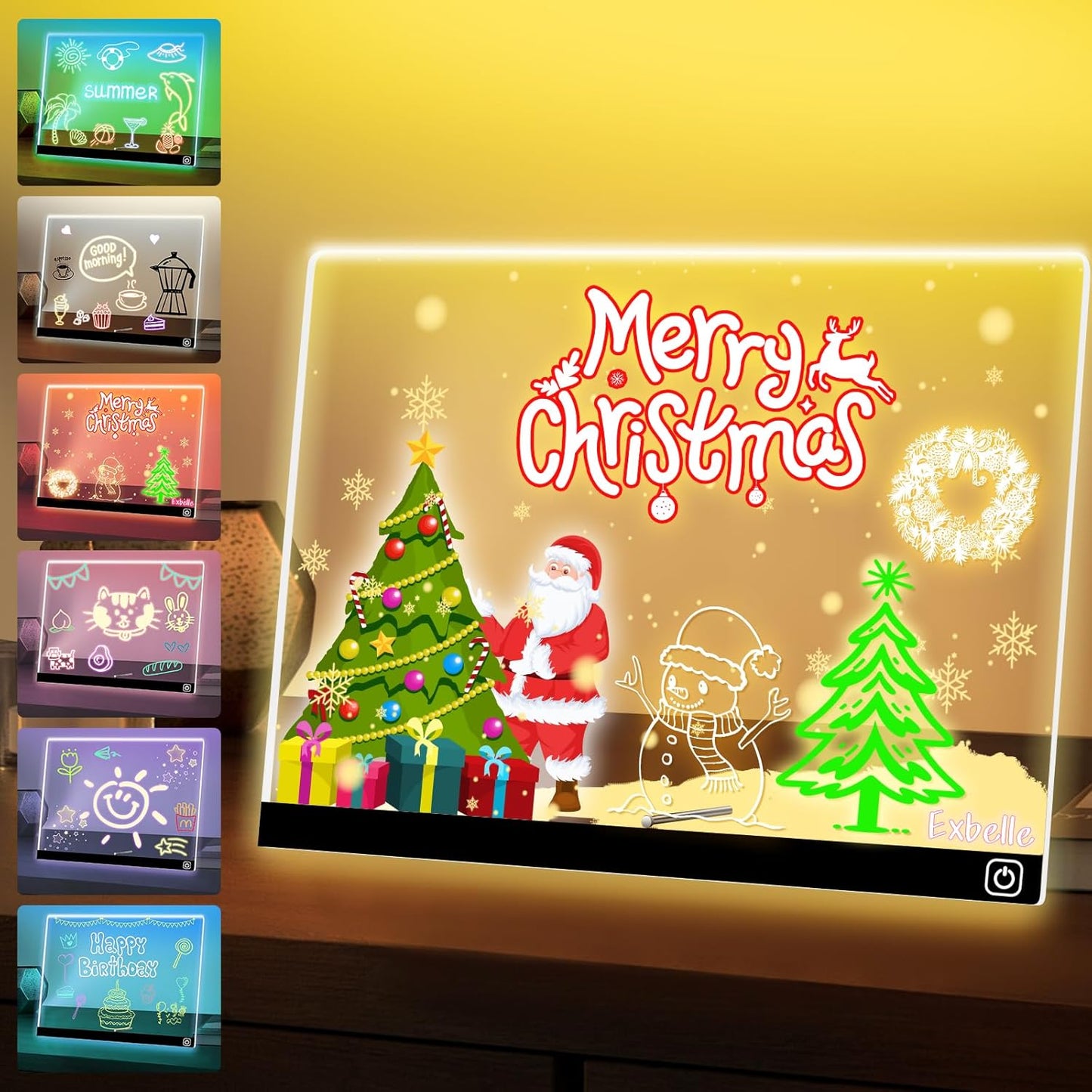 16“ LED Drawing Message Note Board 7 Colors Light Acrylic Dry Erase Lumiboard with Colors 2 Modes as Night Light for Kids Room/Store/Office Ideal Gift for Festival Decoration 7 Markers