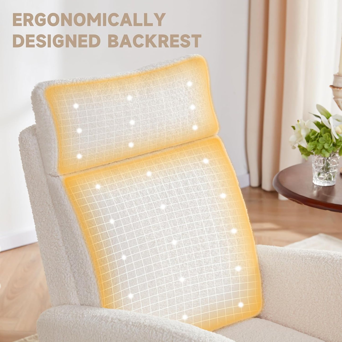 Nursery Rocking Chairs with Foot Rest, Rocking Chair Nursery Chair with High Back, Glider Rocking Chair, Baby Nursery Glider Rocker, Nursing Chair Accent Living Room (Teddy White)