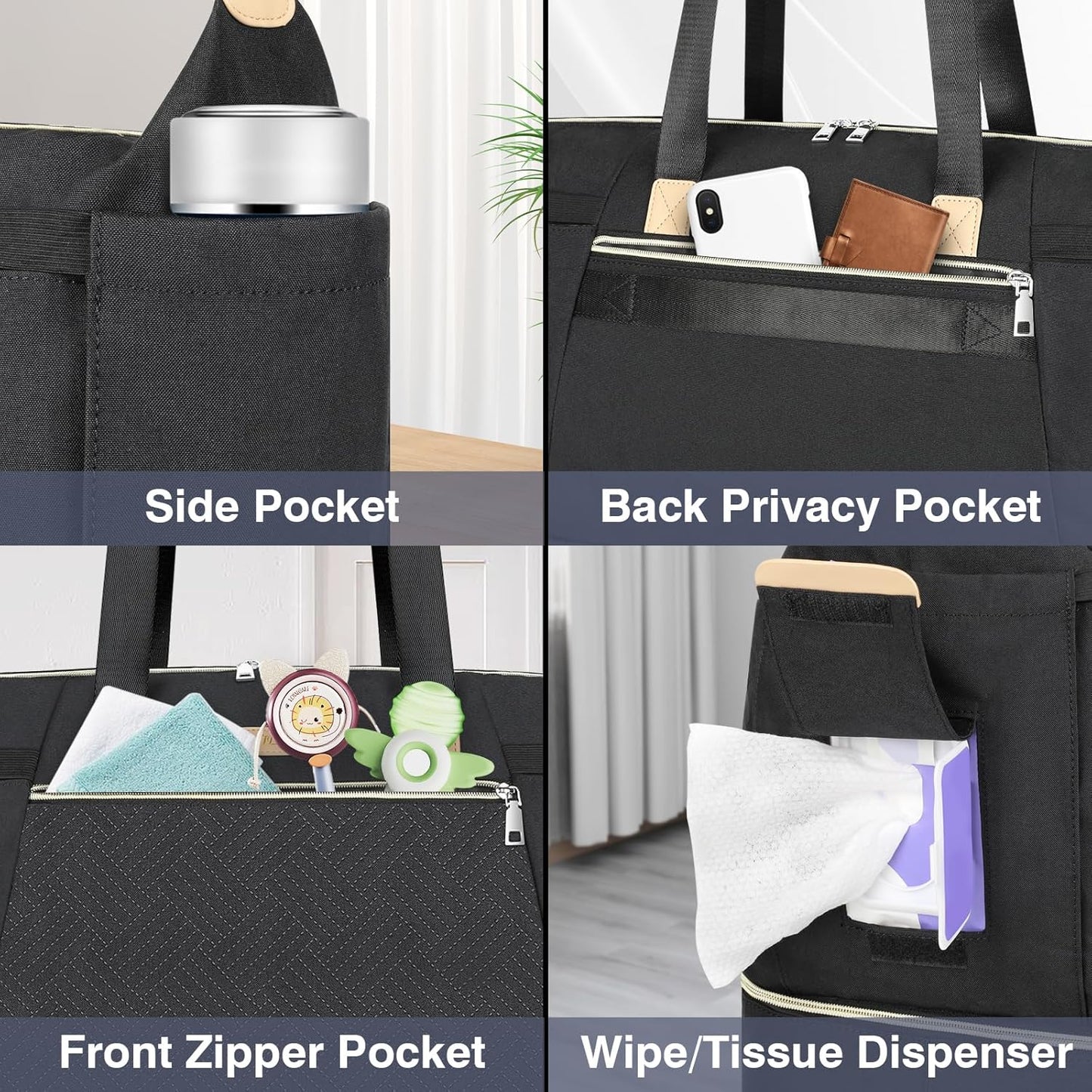 ITIEZY Diaper Bag Tote for Baby - Large Mommy Bag with Portable Changing Pad Pacifier Case, Hospital Bags Travel Baby Bag