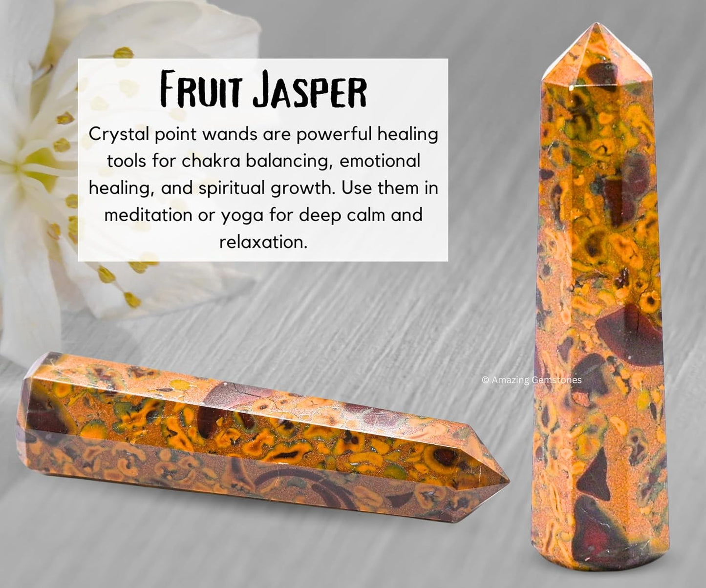 Amazing Gemstone Fruit Jasper Crystal Towers - Natural Healing Crystal Point Obelisk for Reiki Healing and Crystal Grid (3 Inch)