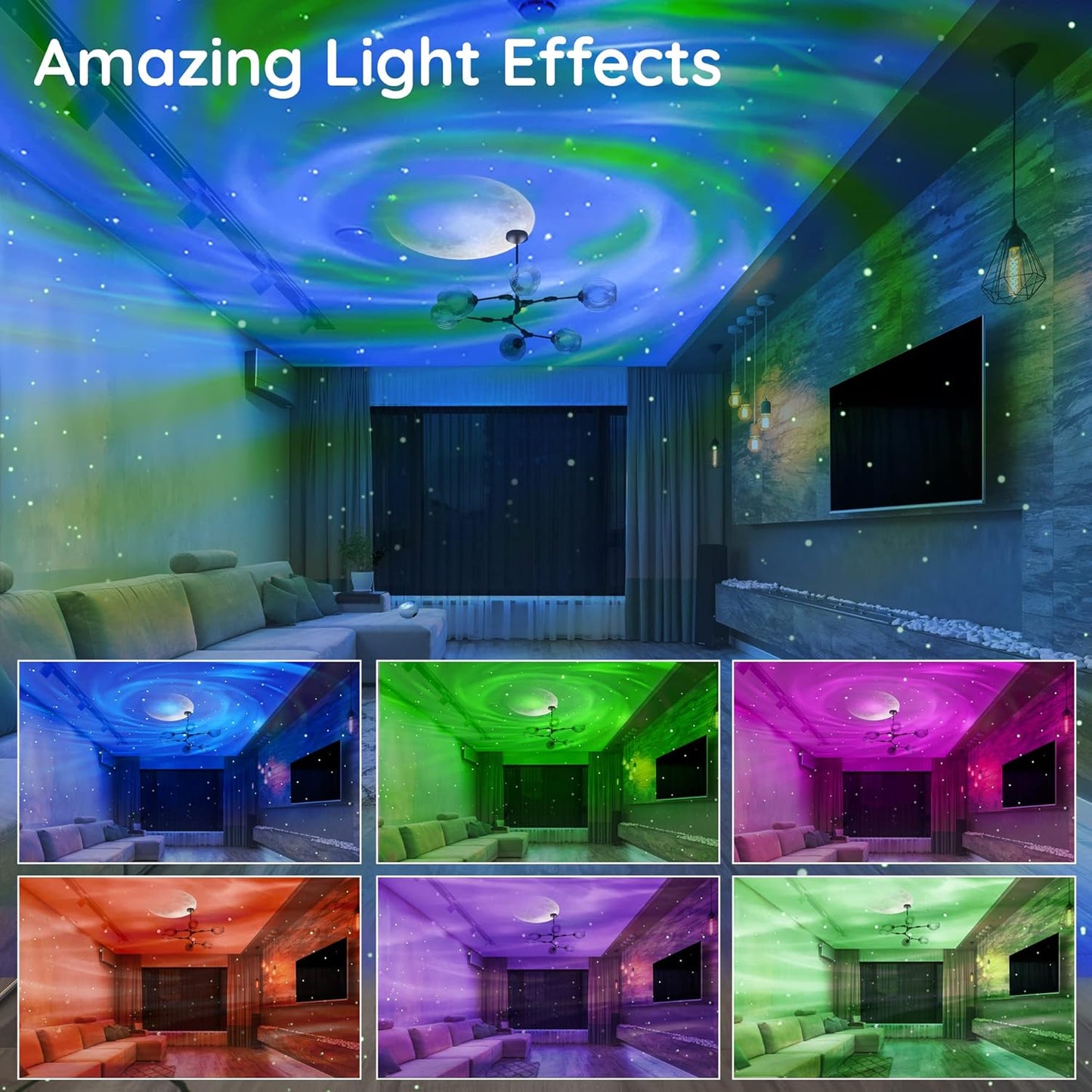 Lumoonosity Aurora Light Projector - Northern Lights Projector with 13 Colors, Aurora, Milky Way 2in1 Effect with Relaxing White Noises- Aurora Borealis Light Projector for Bedroom, Teens Room Decor