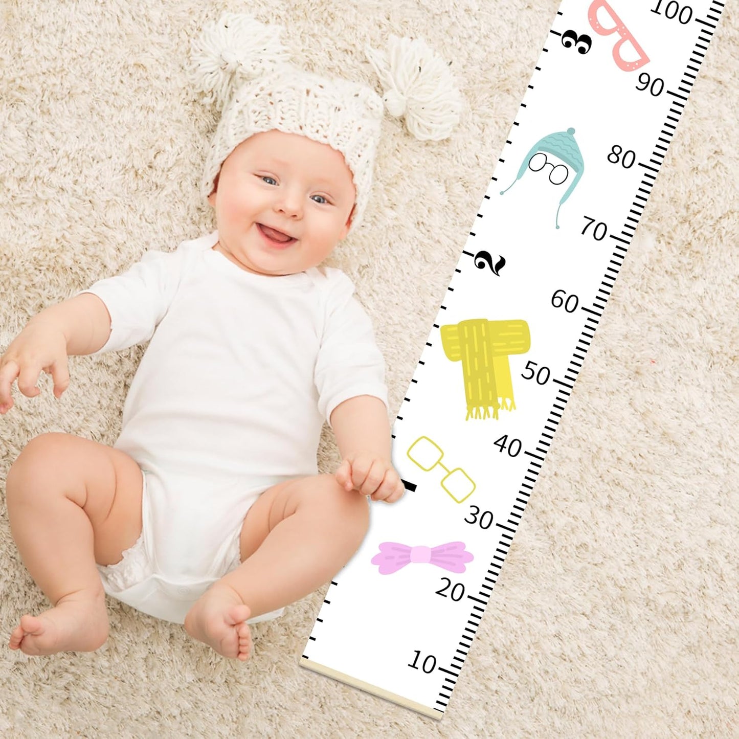 Kids Growth Chart for Wall 79"x7.9" Premium Canvas Removable Height Chart for Kids Height Measurement for Wall, Height Chart for Kids & Babies, Kids Height Wall Chart