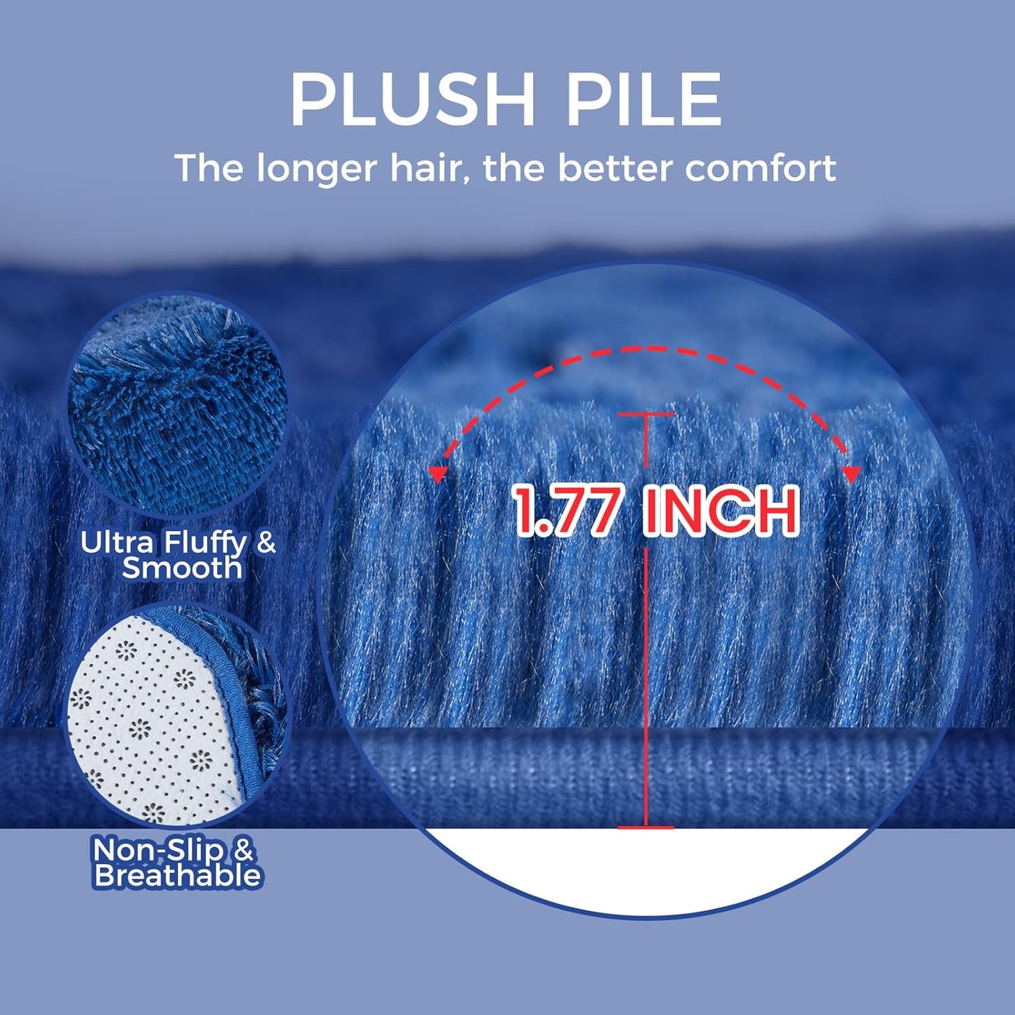 Ultra Soft Rug for Living Room, 5X8 Fluffy Shag Area Rug for Bedroom, Modern Shaggy Carpets Fuzzy Rug for Teens Dorm Nursery Home Decor Aesthetic, Upgrade Anti-Skid Durable, Blue