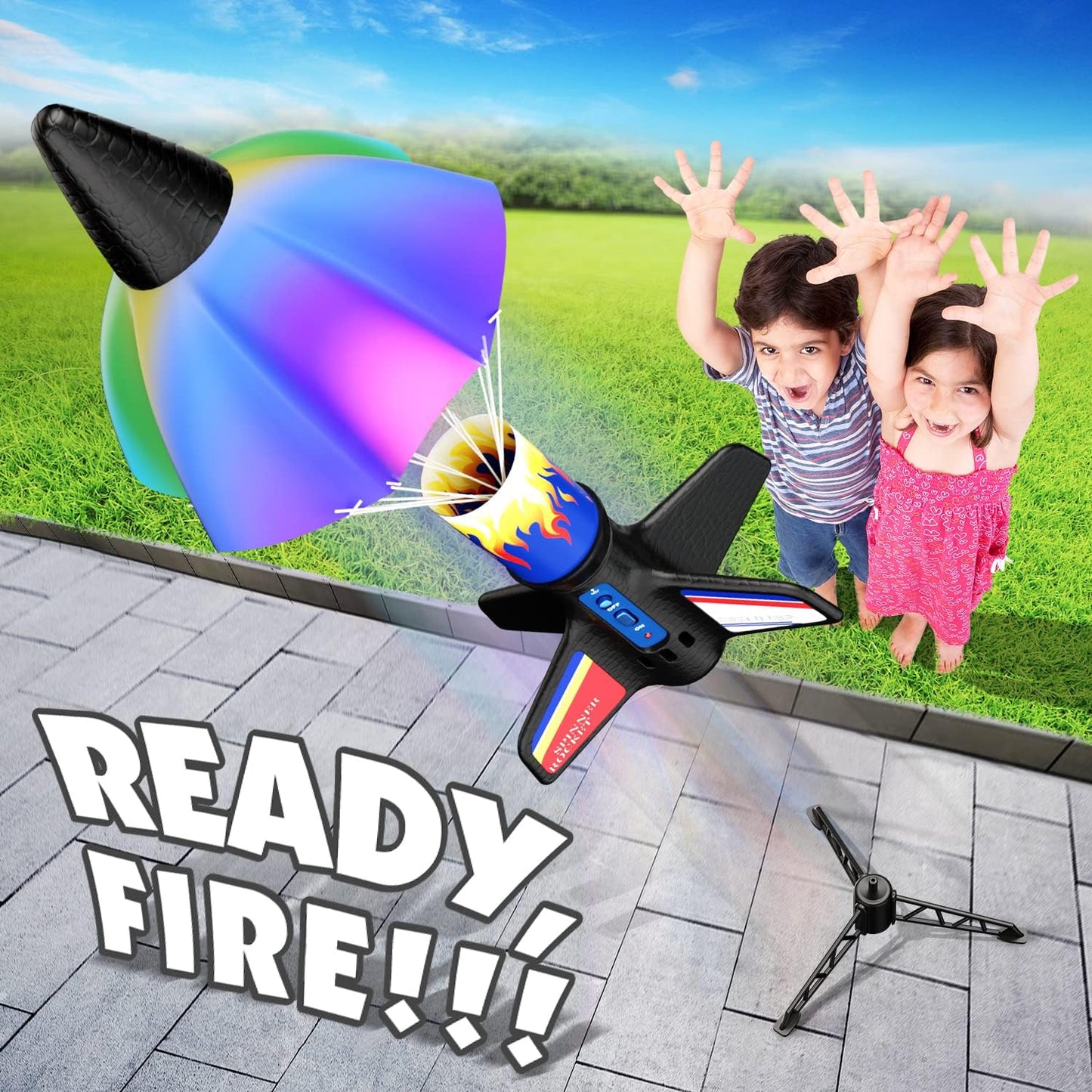 Flying Launcher for Kids - Electric Flying Toys with Parachute Recovery - Eco-Friendly Toy with Unlimited Re-Launch - Great Birthday Gift
