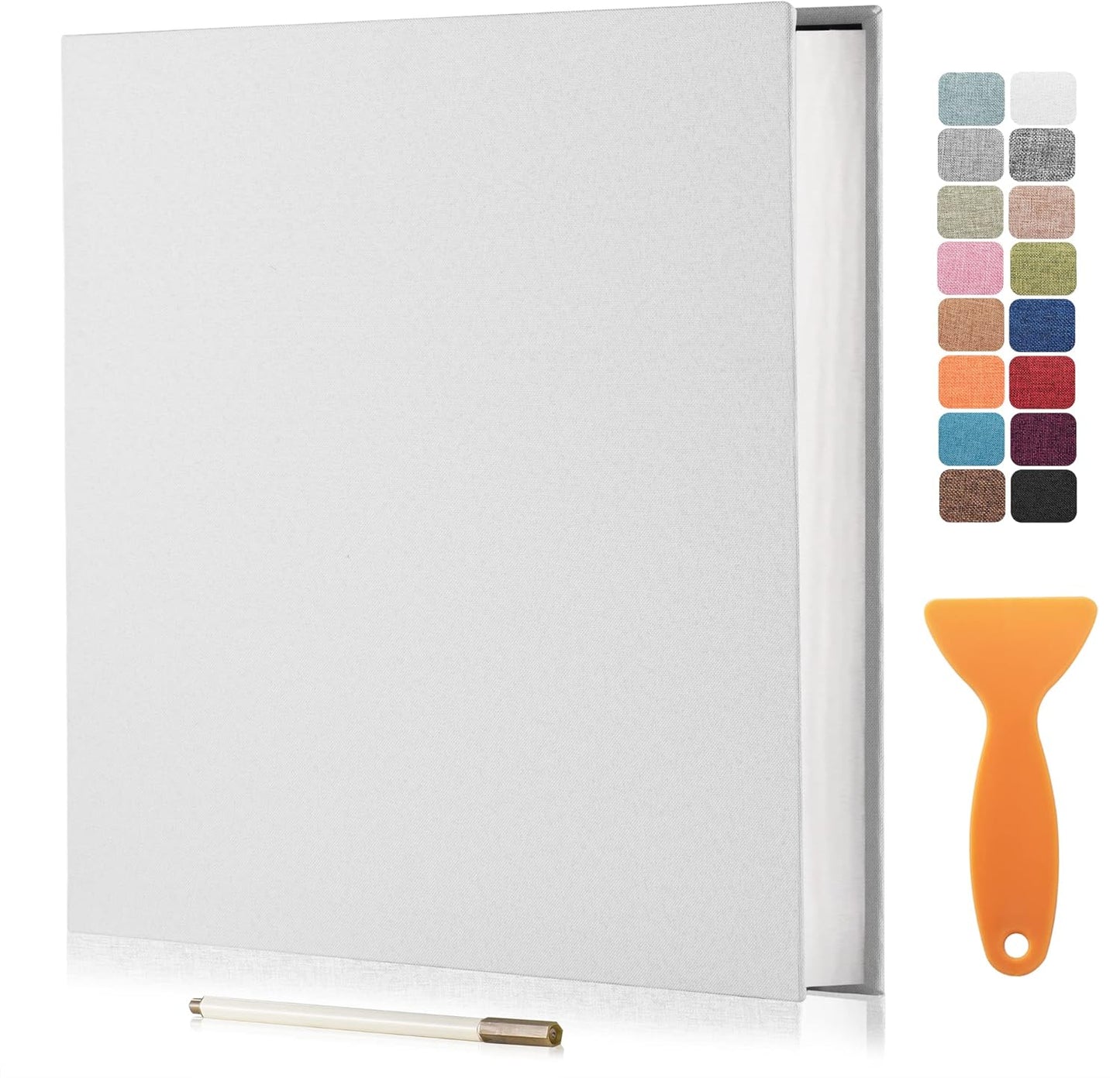 Large Photo Album Self Adhesive Scrapbook Album for 4×6 8×10 Pictures DIY Magnetic Linen Cover Album 40 Pages for Family Wedding Gifts with Metal Pen and Plastic Board