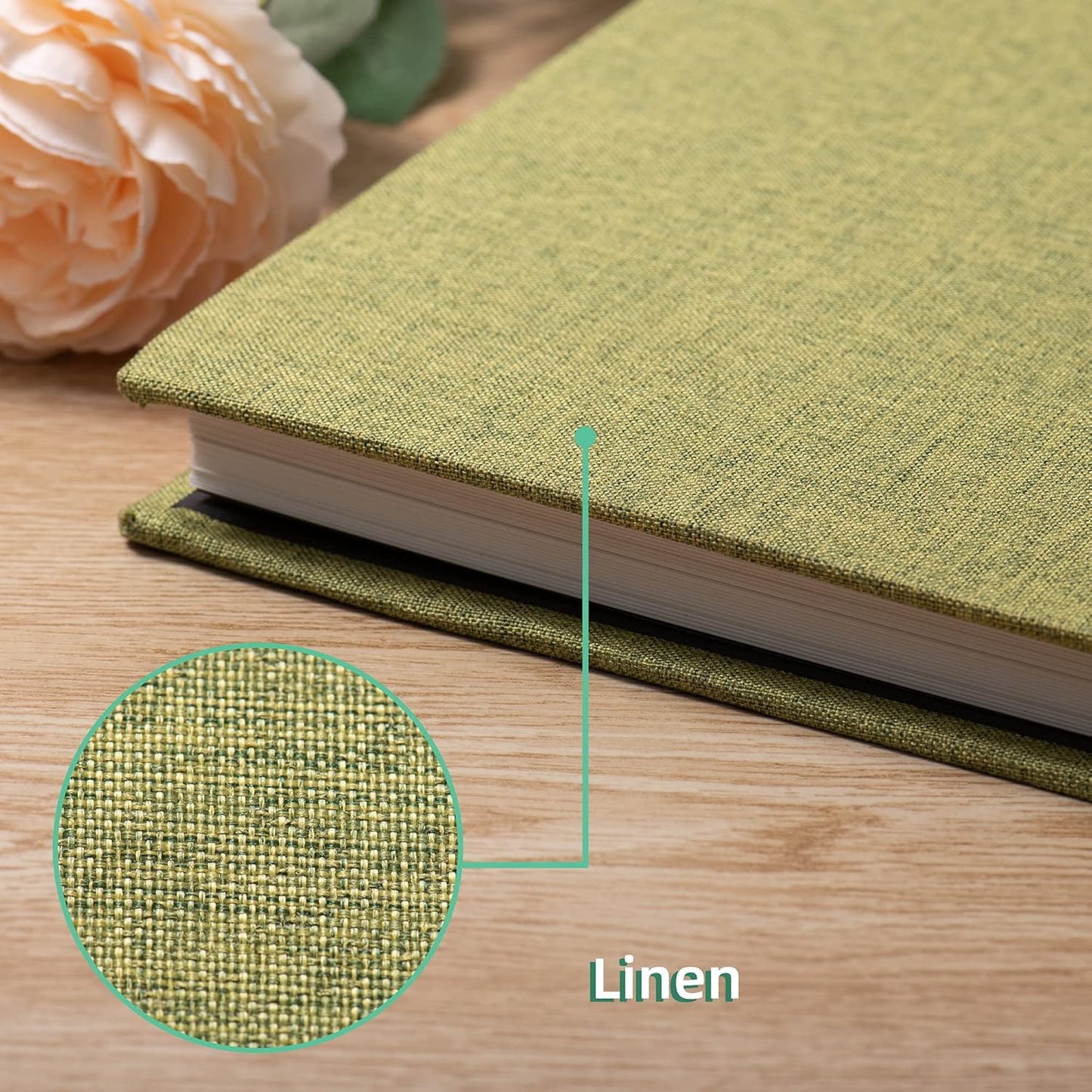 Large Photo Album Self Adhesive Scrapbook Album for 4×6 8×10 Pictures DIY Magnetic Linen Cover Album 60 Pages for Family Wedding Gifts with Metal Pen and Plastic Board