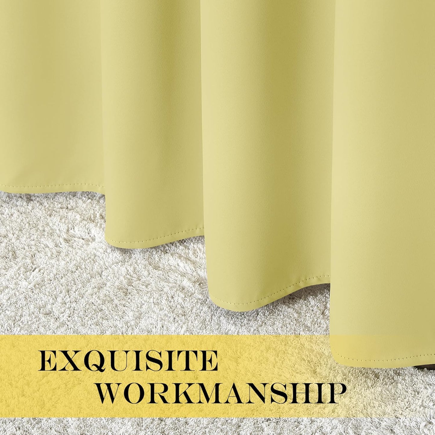 NICETOWN Paler Yellow Room Darkening Curtains 102 inch Length, Grommet Energy Saving Thermal Drapes Sound Reducing Heat Blocking Window Treatments for Living Room, 2 Panels, W52 x L102