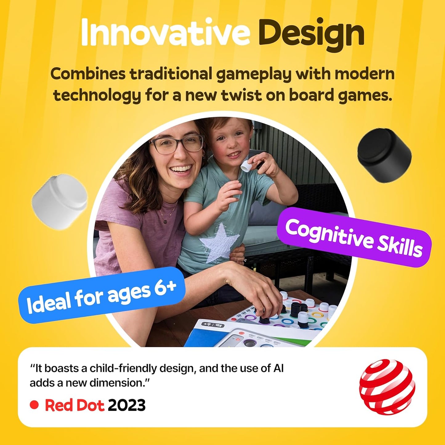 GiiKER Smart Four, 3D AI-Powered 4 in a Row Game, Strategy Board Games with Integrated Referee for 1-2 Players, Travel Games for Ages 6-12 and up, Birthday Gift for Kids Family Game Night