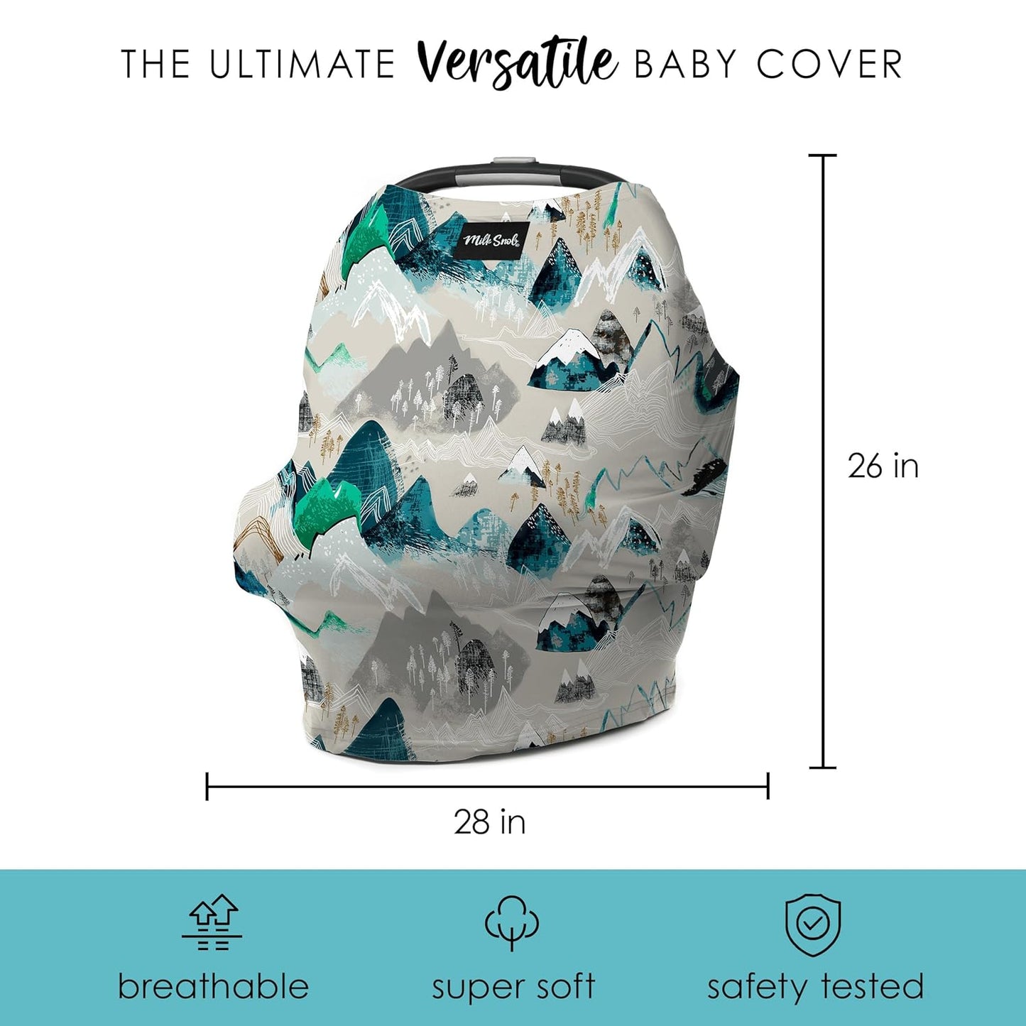 Milk Snob Original 5-in-1 Cover - Added Privacy for Breastfeeding, Baby Car Seat, Carrier, Stroller, High Chair, Shopping Cart, Lounger Canopy - Newborn Essentials, Nursing Top, Rocky Mountain