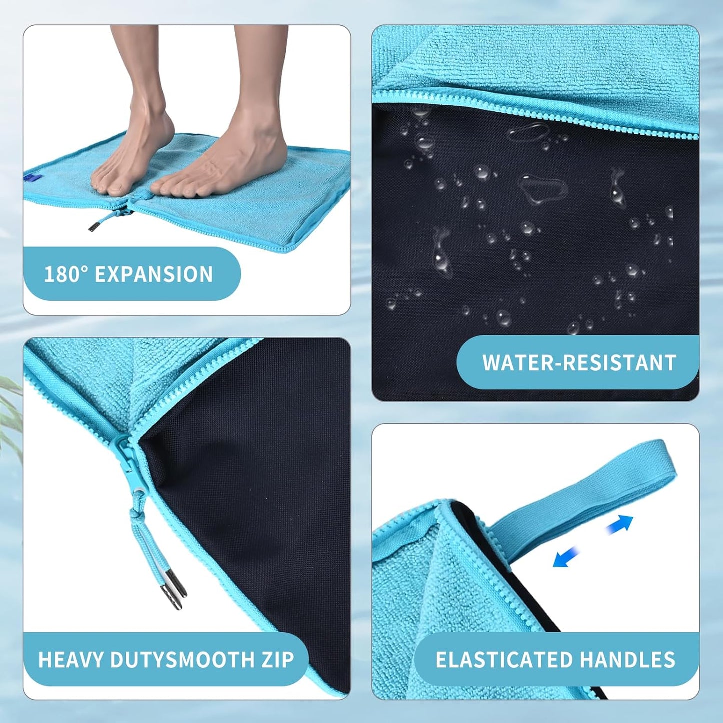 Wet Bag, Wet Dry Bag, Wet bag for swimsuit,Travel, Beach, Pool, Diapers, Dirty Yoga Gym Clothes, Waterproof Embedded Towel Wet Bag(Fleece)-Leakproof Wet Clothes Bag, Beach Travel Essentials