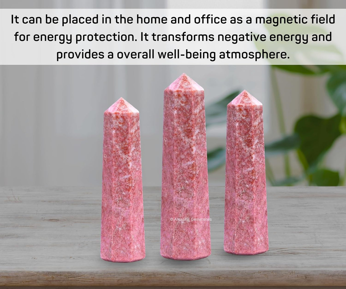 Amazing Gemstone Thulite Crystal Towers - Natural Healing Crystal Point Obelisk for Reiki Healing and Crystal Grid (2" to 3" Inch)